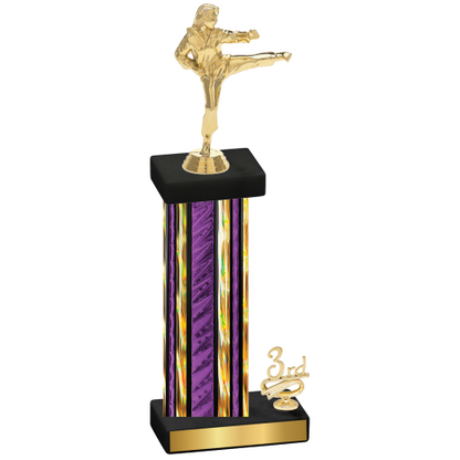 Accented Single Purple Glacier Third Place Karate Trophy