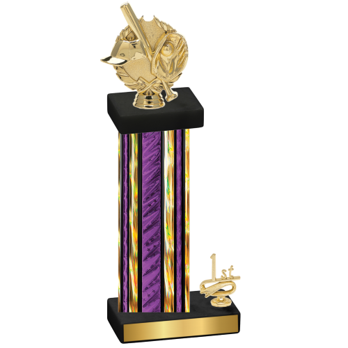 Accented Single Purple Glacier First Place Baseball Trophy