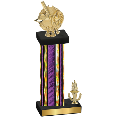 Accented Single Purple Glacier Victory Baseball Trophy