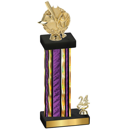 Accented Single Purple Glacier Year Baseball Trophy