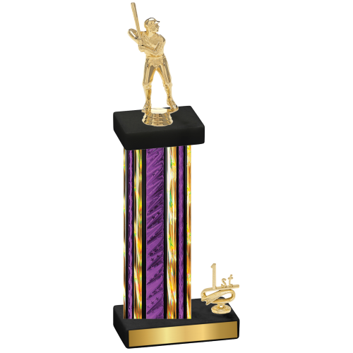 Accented Single Purple Glacier First Place Baseball Trophy