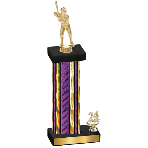 Accented Single Purple Glacier Year Baseball Trophy