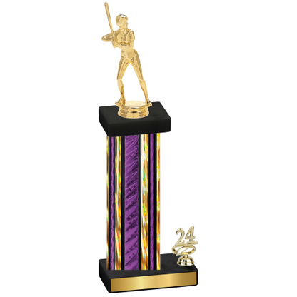 Accented Single Purple Glacier Year Softball Trophy