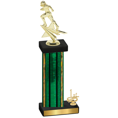 Accented Single Green Glacier First Place Football Trophy