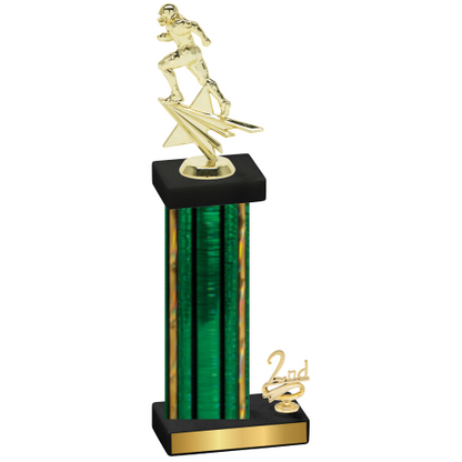 Accented Single Green Glacier Second Place Football Trophy