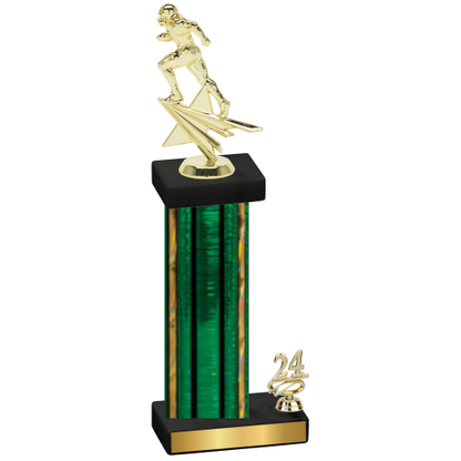 Accented Single Green Glacier Year Football Trophy