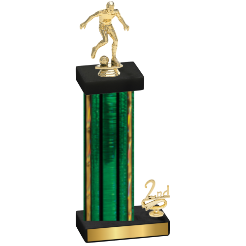 Accented Single Green Glacier Second Place Soccer Trophy