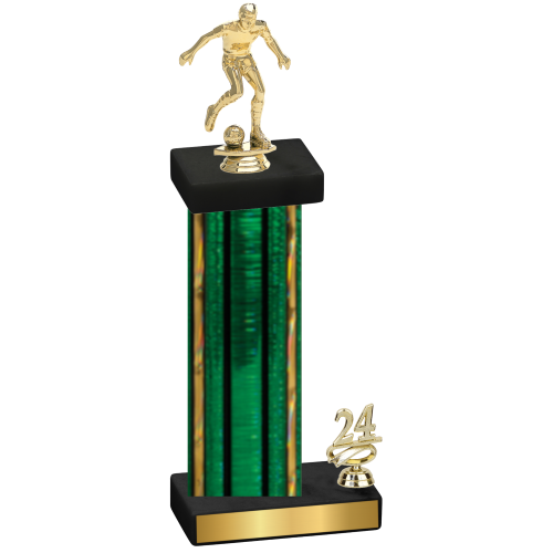 Accented Single Green Glacier Year Soccer Trophy