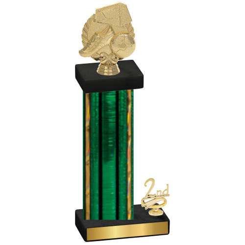 Accented Single Green Glacier Second Place Soccer Trophy