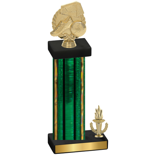 Accented Single Green Glacier Victory Soccer Trophy