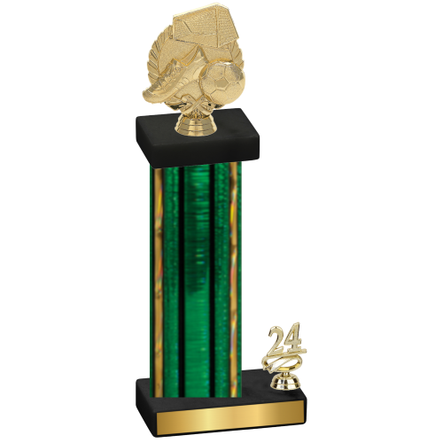 Accented Single Green Glacier Year Soccer Trophy