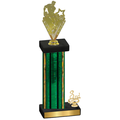 Accented Single Green Glacier Third Place Rugby Trophy