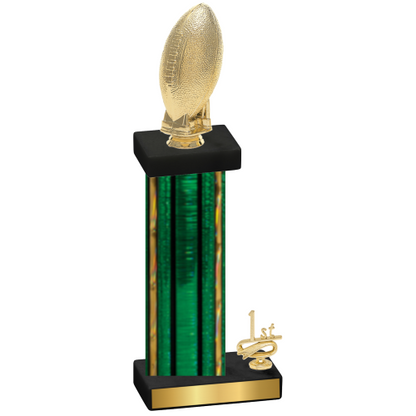 Accented Single Green Glacier First Place Football Trophy