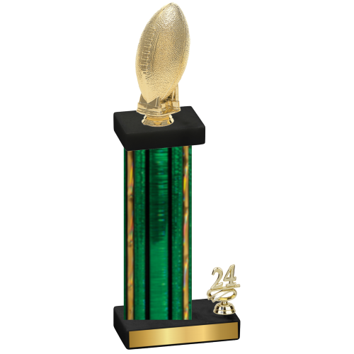 Accented Single Green Glacier Year Football Trophy