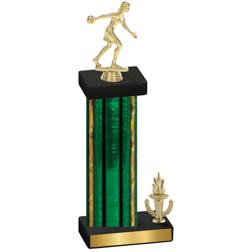 Accented Single Green Glacier Victory Bowling Trophy