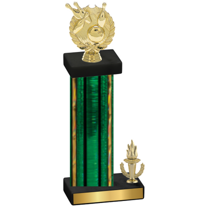 Accented Single Green Glacier Victory Bowling Trophy