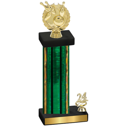 Accented Single Green Glacier Year Bowling Trophy