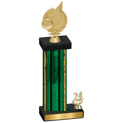 Accented Single Green Glacier Year Volleyball Trophy