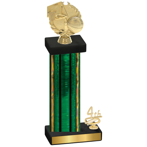 Accented Single Green Glacier Fourth Place Basketball Trophy