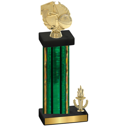 Accented Single Green Glacier Victory Basketball Trophy