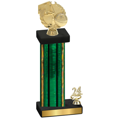 Accented Single Green Glacier Year Basketball Trophy