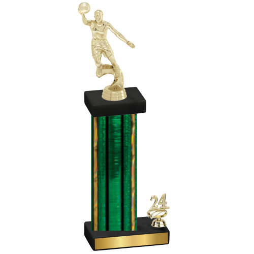 Accented Single Green Glacier Year Basketball Trophy