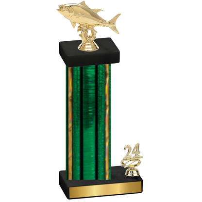 Accented Single Green Glacier Year Fishing Trophy