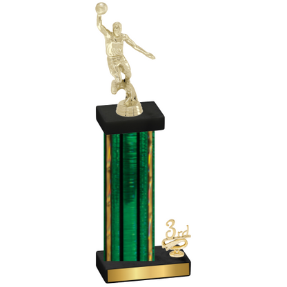 Accented Single Green Glacier Third Place Basketball Trophy