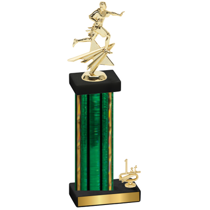 Accented Single Green Glacier First Place Flag Football Trophy