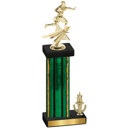 Accented Single Green Glacier Victory Flag Football Trophy