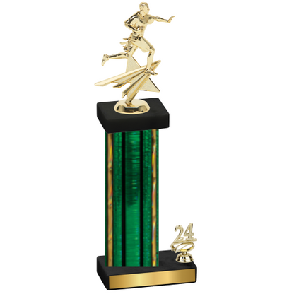 Accented Single Green Glacier Year Flag Football Trophy