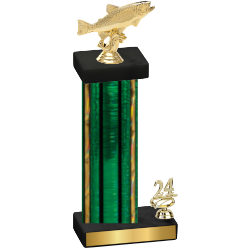 Accented Single Green Glacier Year Fishing Trophy