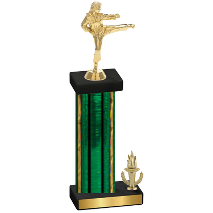 Accented Single Green Glacier Victory Karate Trophy