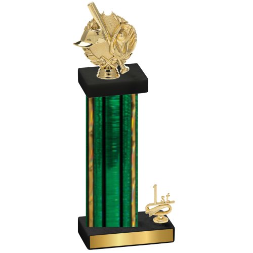 Accented Single Green Glacier First Place Baseball Trophy