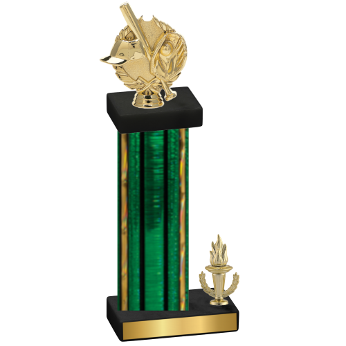 Accented Single Green Glacier Victory Baseball Trophy