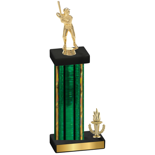 Accented Single Green Glacier Victory Baseball Trophy