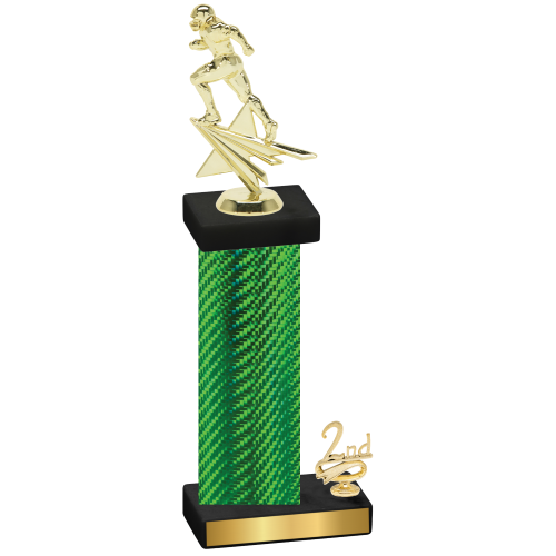 Accented Single Green Carbon Fiber Second Place Football Trophy