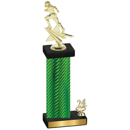 Accented Single Green Carbon Fiber Year Football Trophy