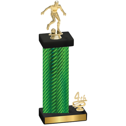 Accented Single Green Carbon Fiber Fourth Place Soccer Trophy