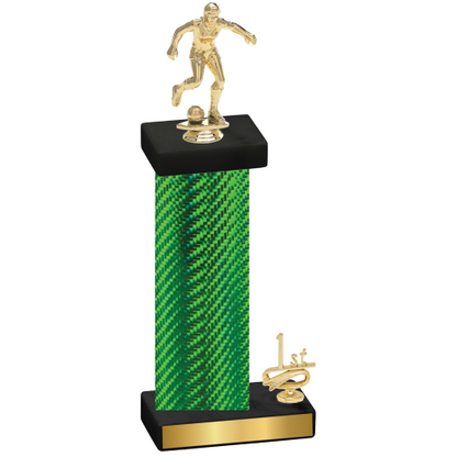 Accented Single Green Carbon Fiber First Place Soccer Trophy