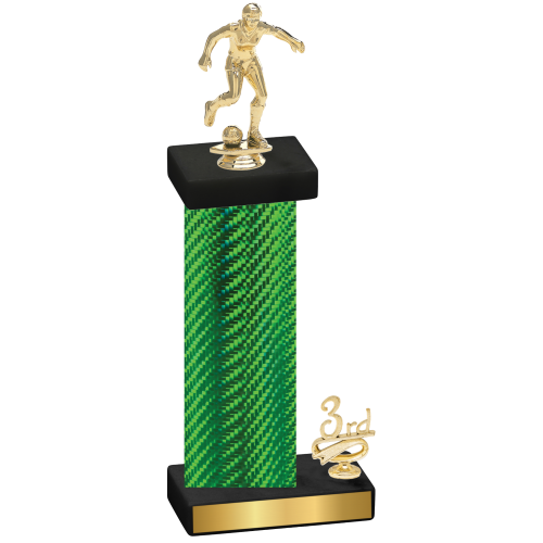 Accented Single Green Carbon Fiber Third Place Soccer Trophy
