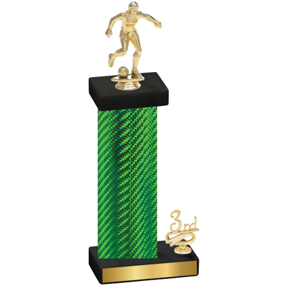 Accented Single Green Carbon Fiber Third Place Soccer Trophy