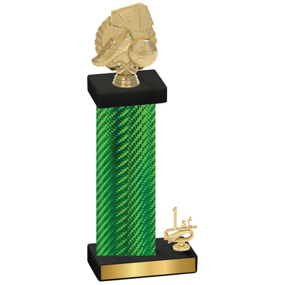 Accented Single Green Carbon Fiber First Place Soccer Trophy