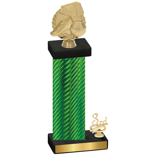 Accented Single Green Carbon Fiber Third Place Soccer Trophy