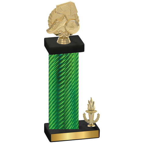 Accented Single Green Carbon Fiber Victory Soccer Trophy