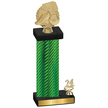 Accented Single Green Carbon Fiber Year Soccer Trophy