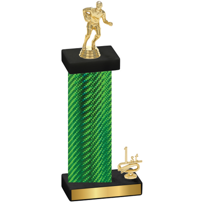 Accented Single Green Carbon Fiber First Place Rugby Trophy