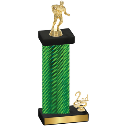 Accented Single Green Carbon Fiber Second Place Rugby Trophy