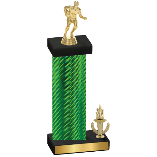 Accented Single Green Carbon Fiber Victory Rugby Trophy