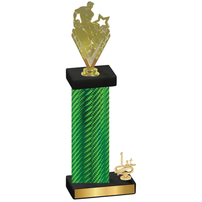 Accented Single Green Carbon Fiber First Place Rugby Trophy